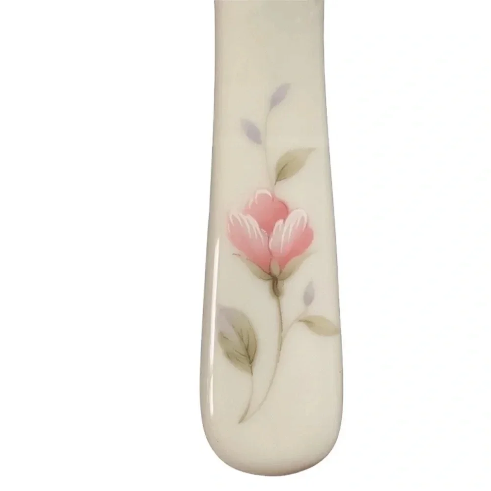 VINTAGE Porcelain White Spatula with Floral Motif